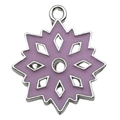 Colgante de copo de nieve morado de aleación con baño de plata y esmalte para joyas - Copo de Nieve Octogonal Púrpura