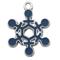 Colgante de copo de nieve en esmalte azul oscuro con base de aleación de plata - Copo de Nieve Azul Profundo
