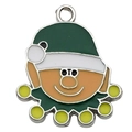 Colgante de duende navideño en esmalte verde con anillo de metal para joyería DIY - Muñeco de Nieve Amarillo Verde