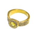 Luxurious 18k gold plated titanium ring with yellow zircon centerpiece and pavé diamonds - Gold Yellow Zirconia
