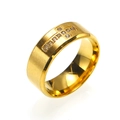 Bague en acier inoxydable brossé doré avec croix en zircon micro-pavé à angle 45 - US 7 / Or