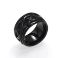Herren Vintage Edelstahlring in Schwarz mit keltischem Knotenmuster und Politur - US 7 / Schwarz