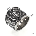 Bague médaille de Saint Benoît pour homme en acier inoxydable avec relief de 22mm de large - US 7 / Acier