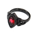 Detail of vintage punk titanium ring with red marquise stone and Celtic knot cutouts - 7 / Black Rose Red Rhinestone
