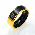 Smart ring in gold finish with LED display and touch sensor for health monitoring - US 8 / Gold with Cable
