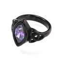 Detailed macro view of purple marquise gemstone set in black gothic celtic knot ring - 7 / Black/Purple Zirconia