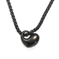 Detail of black heart urn pendant with openable side for ashes or perfume - Black / Pendant Only (Without Chain)