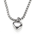 Macro detail of polished stainless steel heart pendant on a robust silver box chain - Steel Color Pendant Only (HT-6936) (Without Chain)