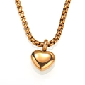 Polished rose gold heart-shaped pendant with thick box chain on a clean white background - Rose Gold Color Pendant Only (HT-6936) (Without Chain)