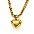 Polished gold heart perfume bottle pendant necklace with square box chain on white background - Gold Color Pendant Only (HT-6936) (Without Chain)