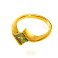 Detailed macro view of 18K gold ring with green princess cut zircon in tension setting - US 6 / Gold Olive Green