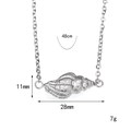 Silver seashell pendant necklace in titanium steel with measurements and length details - Steel