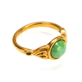European style gold plated stainless steel ring with green agate inlay for women - US 6 / Gold Green