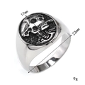 Chevalière punk vintage pour homme en acier inoxydable argenté avec tête de mort - US 7 / Acier