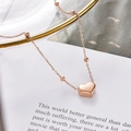Elegante collar con colgante de corazón en oro rosa con cadena de cuentas fina - Rosa oro