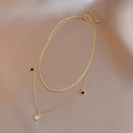 Collier double rang doré avec pendentifs étoiles et maille serpent élégante - Style Double Couche à Trois Étoiles / Or clair