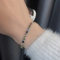 Buntes Kristallarmband aus Titanstahl für Damen mit mehrfarbigen runden Steinen - Silber