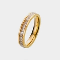 Elegante anillo eternity de acero de titanio dorado con circonitas cuadradas pavimentadas - Dorado 16mm