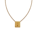 Collier carré doré avec un pendentif lettre I en relief 3D et une chaîne fine polie - Style I