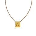 Collier doré avec pendentif carré lettre O et chaîne à maillons pour femmes - Style O