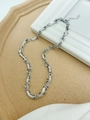 Collar de cadena de serpiente tejida a mano en acero inoxidable plateado para mujer - Plata Acero Trenzado