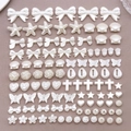Assortimento di perle finte ABS bianco crema a forma di cuore e conchiglia per gioielli DIY - Assortimento di Perline Distanziatrici Miste (BE17) / Confezione da 100 / Bianco Sporco