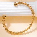 Brazalete vintage de acero inoxidable chapado en oro de 18K con púas y bolas metálicas - Latido de tambor #2 / Dorado