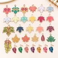 Colorful enamel leaf charms made of alloy for DIY bracelets and earrings crafting - Drip Oil Thanksgiving Plant Leaf Maple Leaf Series Set 30 Styles (SN1621)