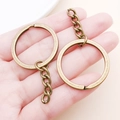 Two antique bronze keyrings with a 4-link chain, size 54x30mm for DIY jewelry projects - Antique Bronze