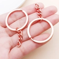 Rose gold plated key ring with a short chain and round loop for DIY jewelry making - Rose Gold