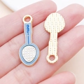 Miniatur-Badminton-Anhänger in Blau und Gold für DIY-Schlüsselanhänger und Schmuck - Blau-Weiß Drip Oil Badmintonschläger (24856)