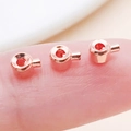 Rose gold round copper crimp beads with red enamel inlay for DIY jewelry making - Flat / 4.5x3mm Hole 1mm / Rose Gold