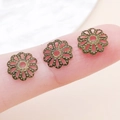 Calottes de perles fleurs évidées en bronze antique pour bijoux DIY, 3 pièces sur le doigt - 9mm / Bronze Antique