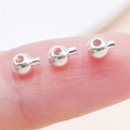 Silver-plated copper crimp beads with tube connector for DIY jewelry making - Round / 4.7x3.5mm Hole 1mm / Bright Silver