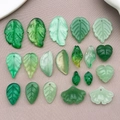 Assorted green faux glass leaves pendants for DIY jewelry making and accessories - Green Lampwork Leaf Set (BE27)