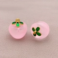 Pink translucent clover apple pendant charms with golden leaf for DIY jewelry making - Single Style / Transparent Light Pink