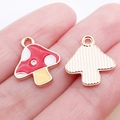 Cute red mushroom charm in drip oil alloy for DIY bracelets and keychains - Red Enamel Mushroom (14975)