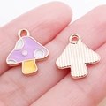 DIY purple cartoon mushroom charm in zinc alloy with rose gold edges for jewelry making - Purple Enamel Mushroom (14976)