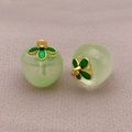 Translucent light green glass apple charms with gold leaves for jewelry making - Single Style / Transparent Yellow-Green