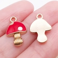 DIY charm variant featuring red and white mushroom pendant with golden alloy finish - Red Enamel Plated Mushroom (16997)