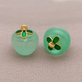 Translucent light green apple pendant with golden clover charm for DIY jewelry - Transparent Mint Green