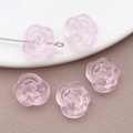 Pink translucent rose lampwork beads with floral petal texture for DIY jewelry making - Rose Camellia Shape (25766) / 1 Piece (14x12mm) / Transparent Pink