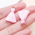 Pink mini handmade tassels with gold rings for DIY jewelry accessories and crafts - Hot Pink