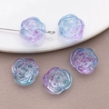 Iridescent purple rose flower beads 14x12mm for DIY jewelry making and handmade crafts - Rose Camellia Shape (25769) / 1 Piece (14x12mm) / Transparent Gradient Purple-Blue
