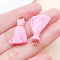 Pink mini 13x23mm tassel pendant with gold ring for DIY jewelry making - Warm Pink