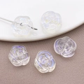 Iridescent aurora rose beads in clear resin for DIY bracelets and jewelry making - Transparent AB White