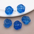 Blue rose flower glass bead made of transparent resin for DIY jewelry and necklaces - Transparent Dark Blue