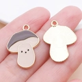 DIY mushroom charm pendant in dark grey enamel finish for jewelry making - Light Purple Enamel Mushroom (19201)
