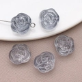 Translucent smoky gray rose flower lampwork beads for DIY jewelry making and craft projects - Transparent Gray