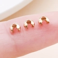 Three pieces of rose gold and gold half-round copper crescent bead covers for DIY jewelry - 3x4x2.4mm / KC Gold - Small